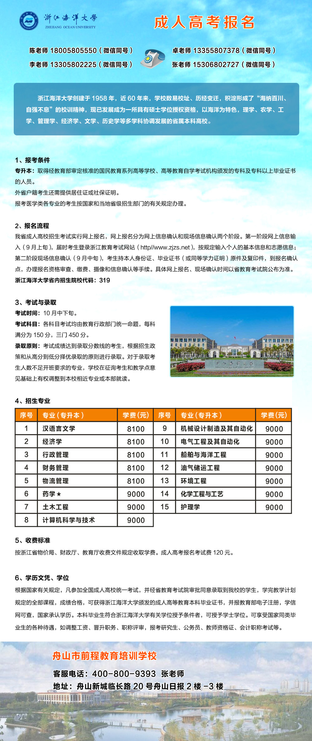 浙江海洋大學(xué)成人高考報(bào)名